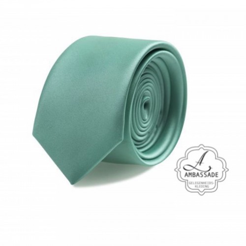 Gladde glansende effen stropdas van satijn met een pochet voor een bruidegom of voor bij een jacquet in pastel tinten. Licht groen