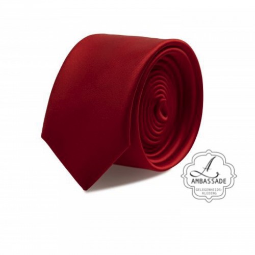 Gladde glansende effen stropdas van satijn met een pochet voor een bruidegom of voor bij een jacquet in pastel tinten. rood