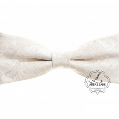 Strik/bow tie in bewerkte of effen satijn in vele kleuren. Ivory off white